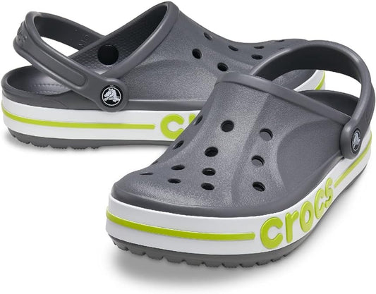 Crocs Unisex-Adult Bayaband Slingback Clog  Slate Grey/Lime Punch